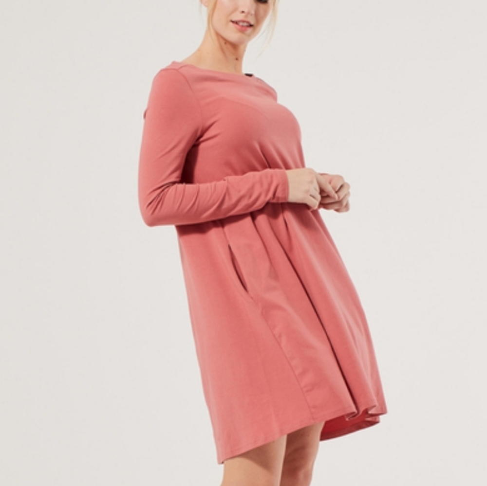 Pact Organic Cotton Pink Hoodie Sweatshirt Dress